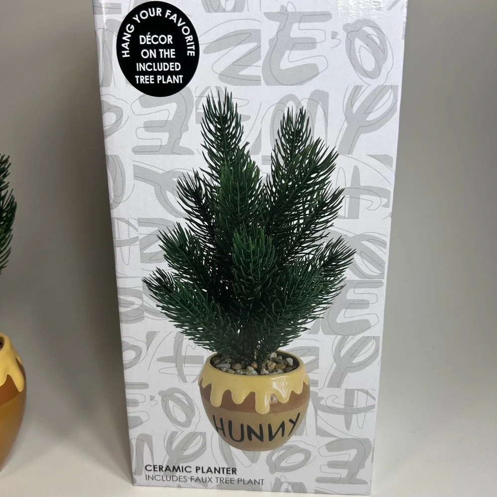 Disney Winnie the Pooh Hunny Pot Ceramic Planter Faux Pine Desk Tree New in Box